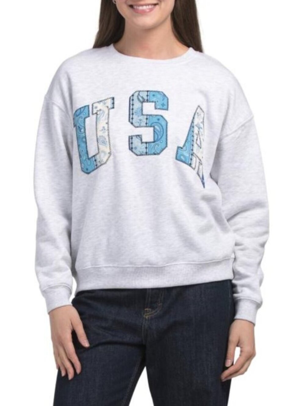 LAZY SUNDAY Fleece Usa Bandana Patched Sweatshirt